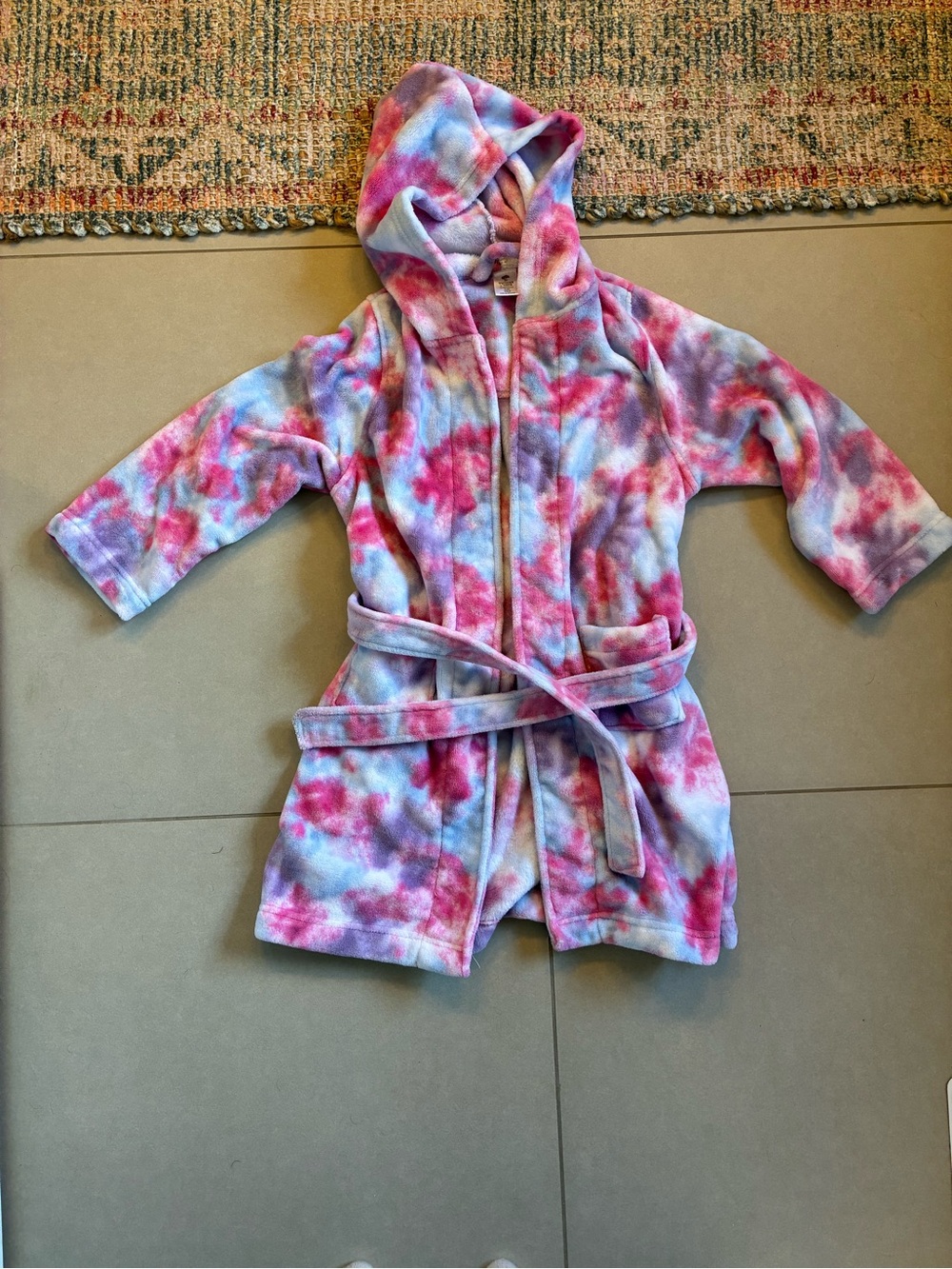 Tucker + Tate Kids Tie-Dye Hooded Robe in Pink, Blue & Purple